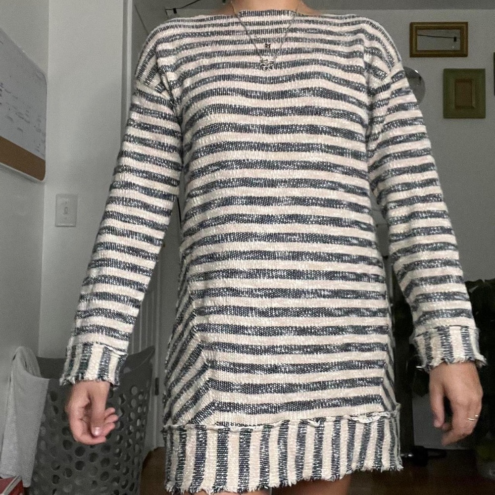 Beachy striped long sleeve dress